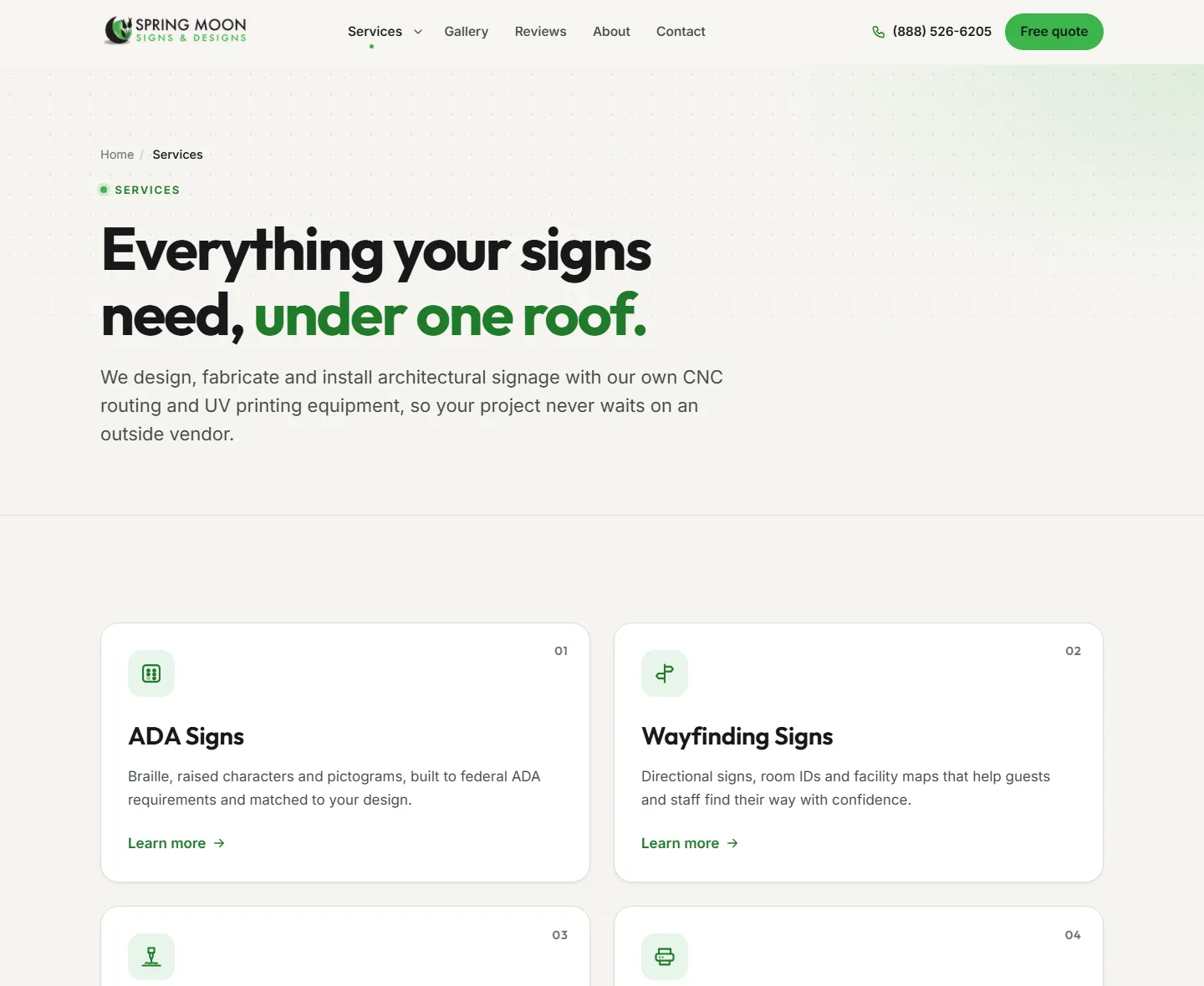Spring Moon Signs services overview page